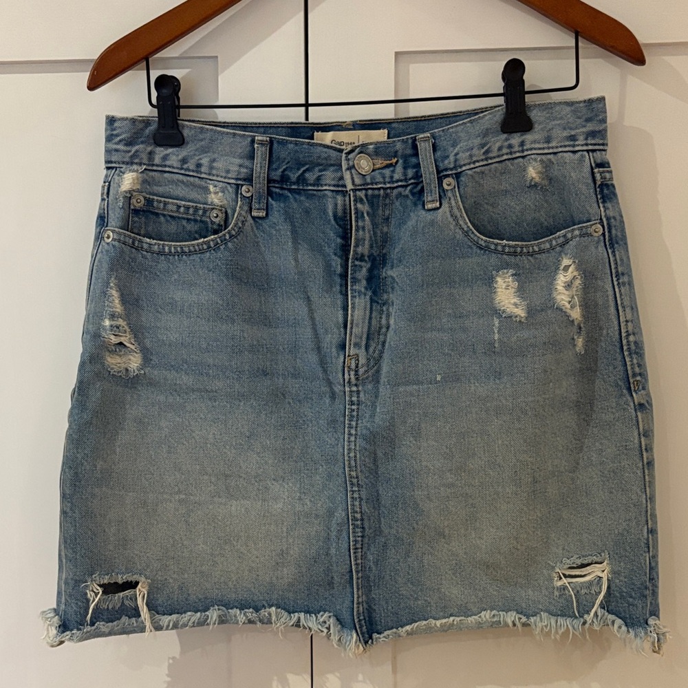 GAP Light Blue Distressed Mini Skirt